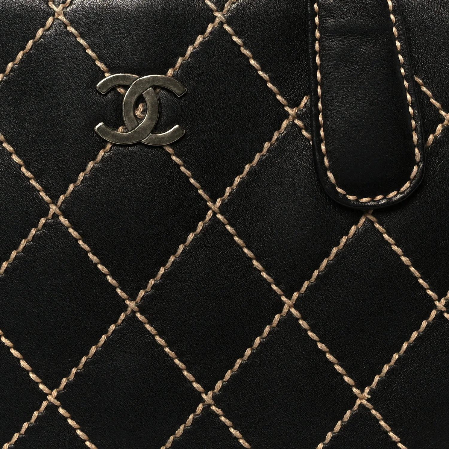 Calfskin Wild Stitch Large Tote Black - Image 8