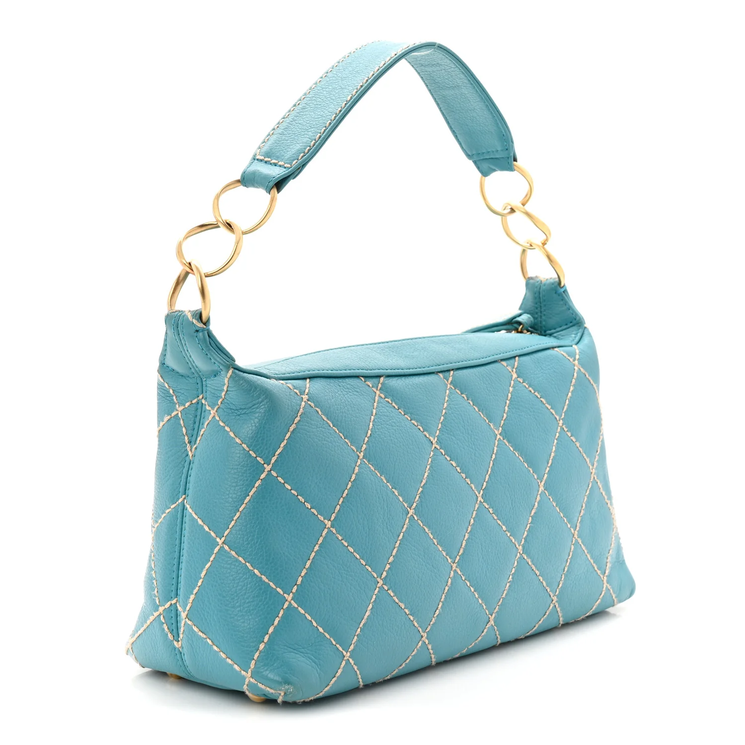 Calfskin Wild Stitch Surpique Hobo Blue - Image 3
