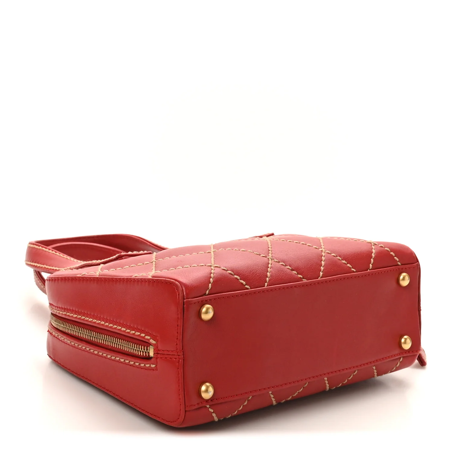 Calfskin Wild Stitch Top Handle Bag  Red - Image 5