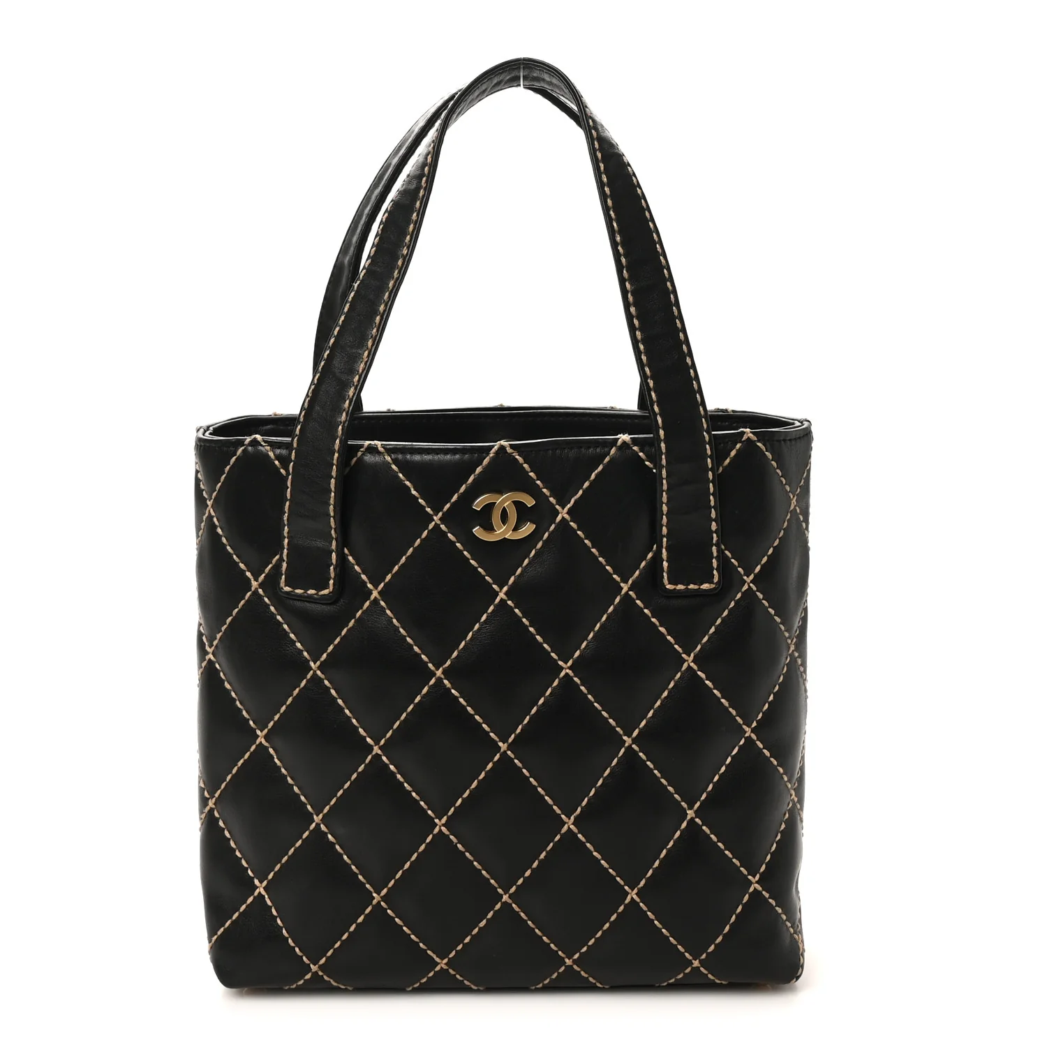 Calfskin Wild Stitch Tote Black