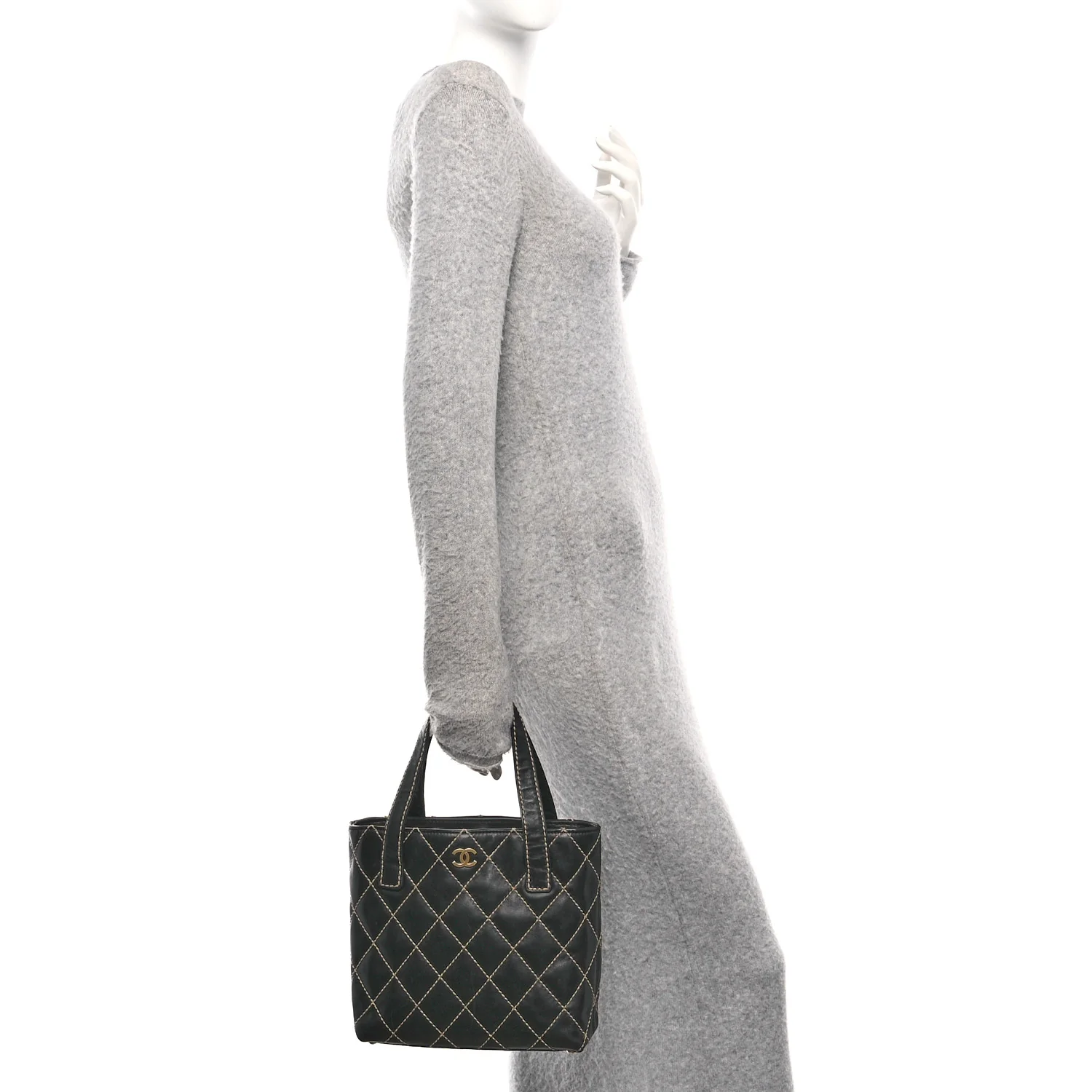 Calfskin Wild Stitch Tote Black - Image 2