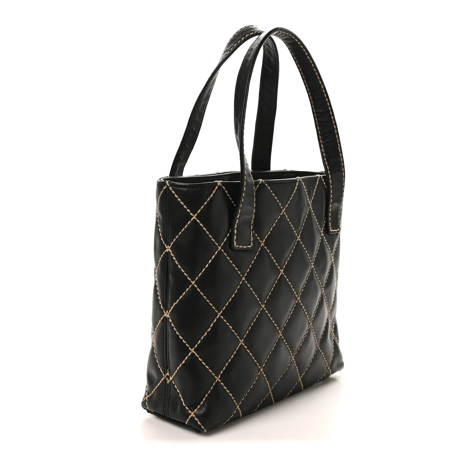 Calfskin Wild Stitch Tote Black - Image 3