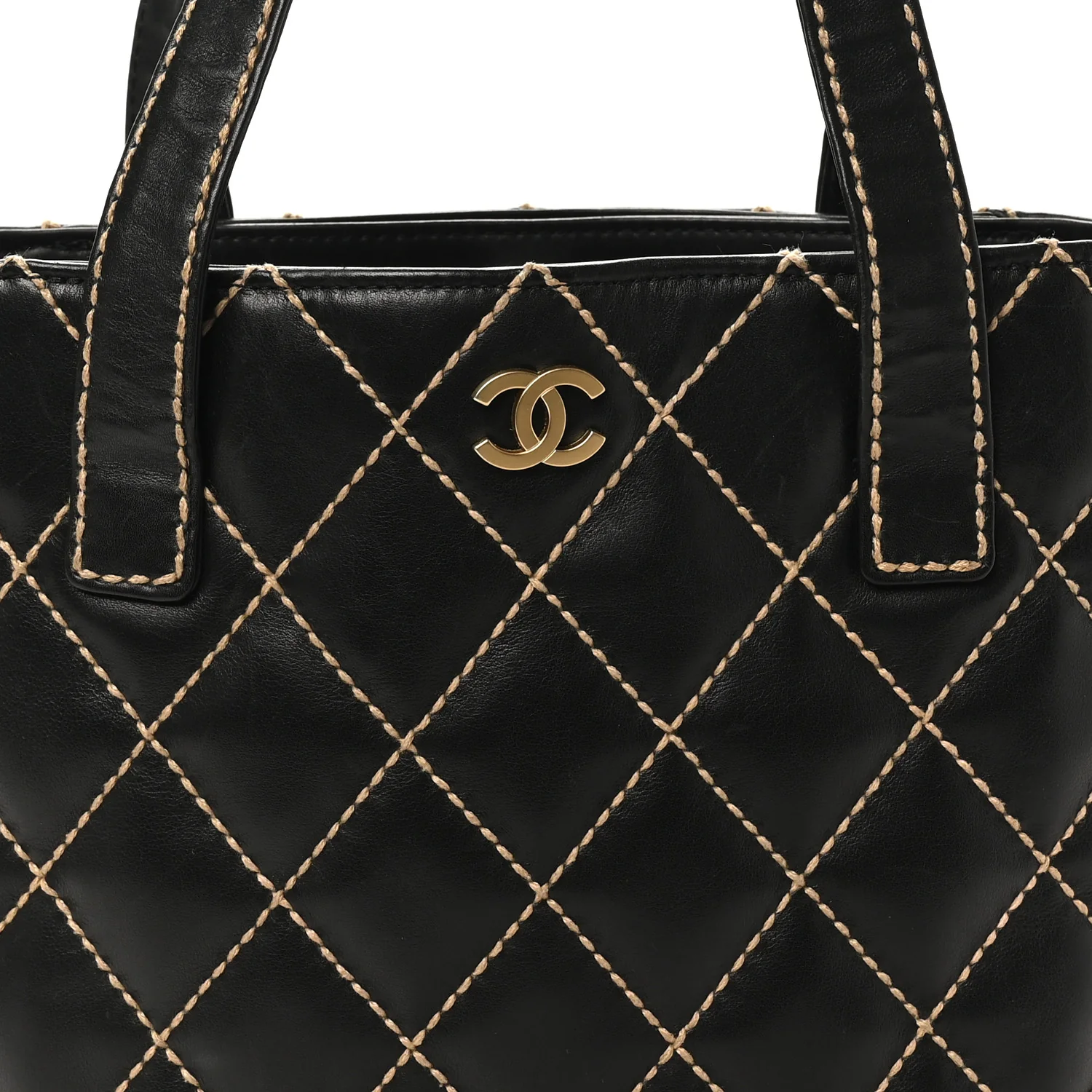 Calfskin Wild Stitch Tote Black - Image 7