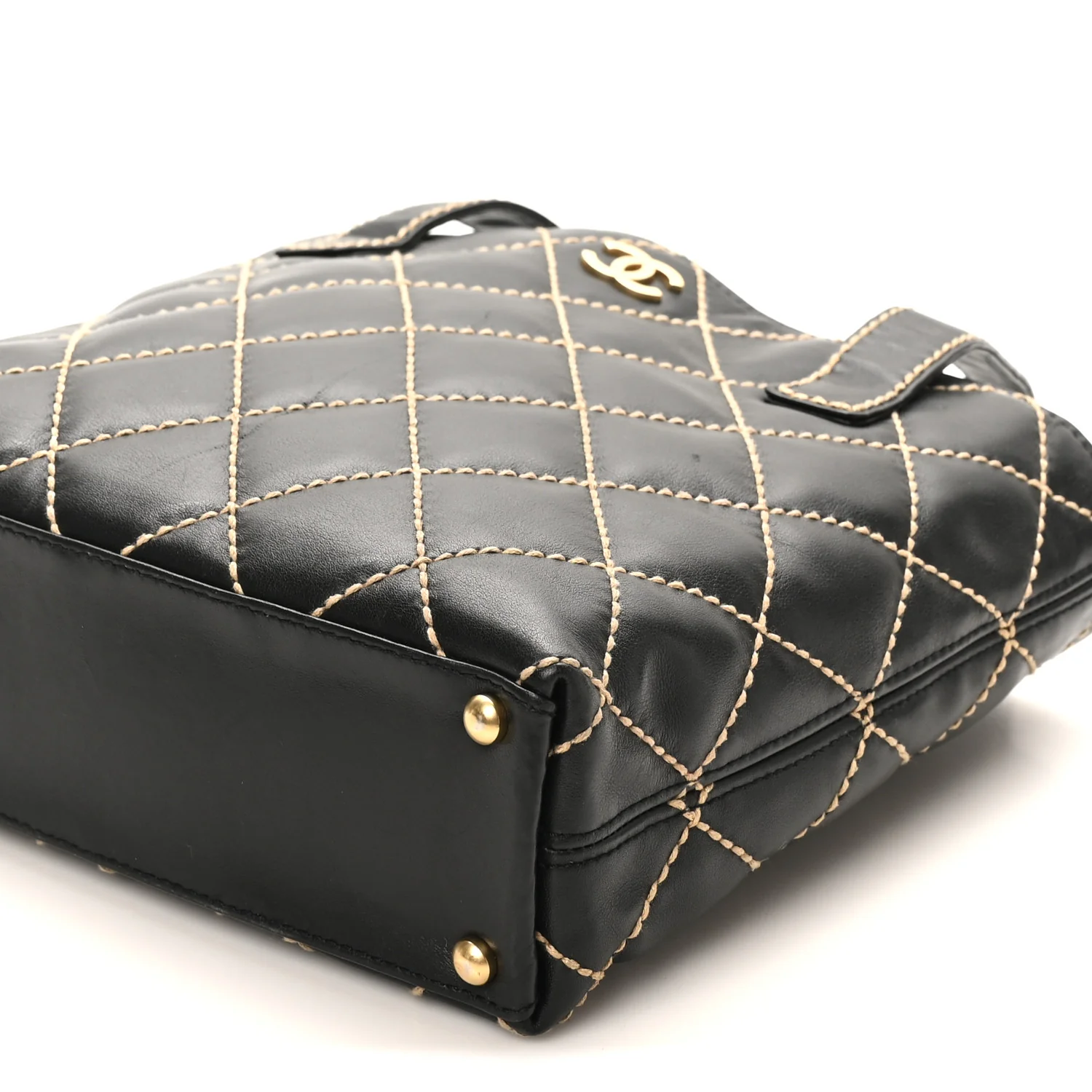 Calfskin Wild Stitch Tote Black - Image 9