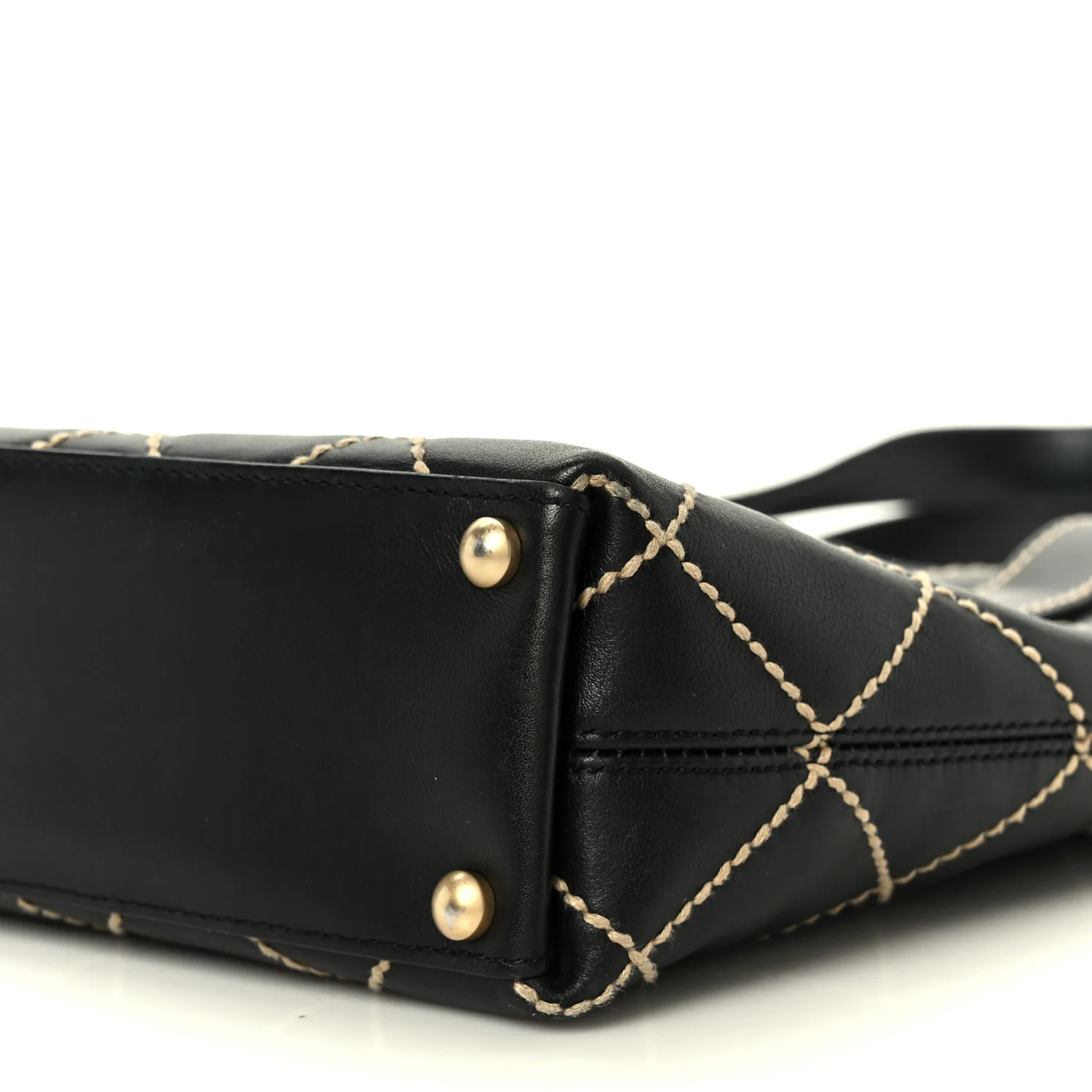 Calfskin Wild Stitch Tote Black - Image 10