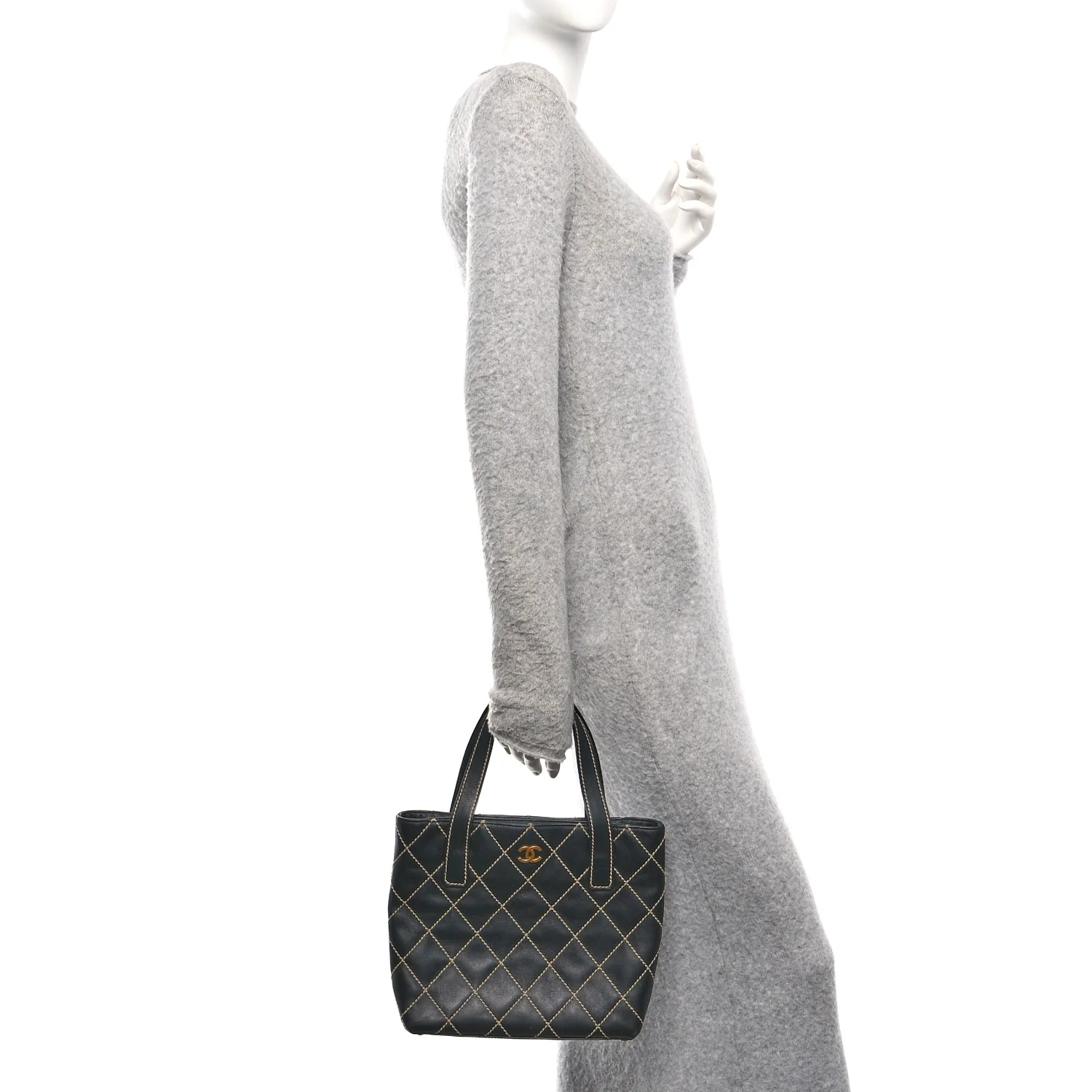 Calfskin Wild Stitch Tote Black - Image 2