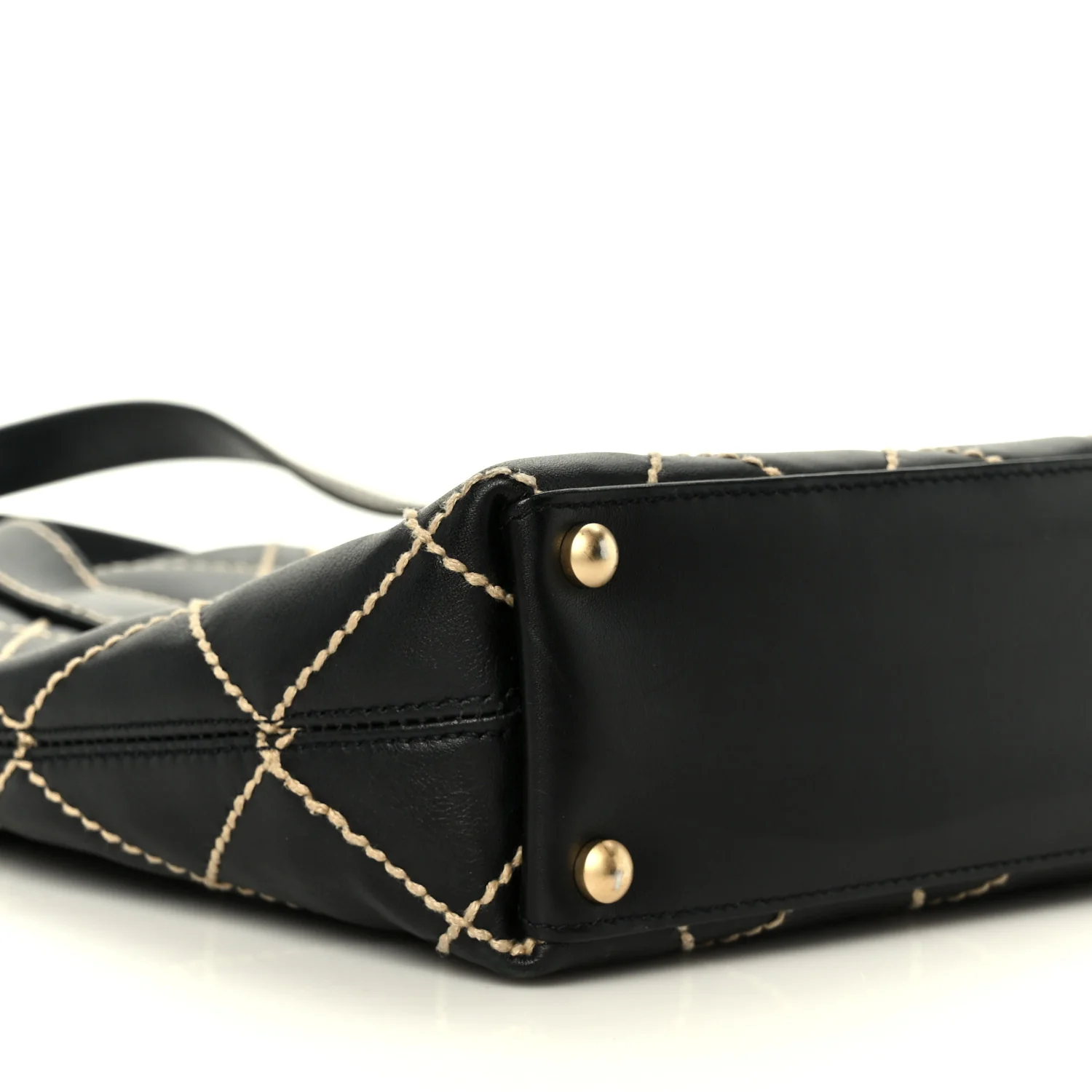 Calfskin Wild Stitch Tote Black - Image 9