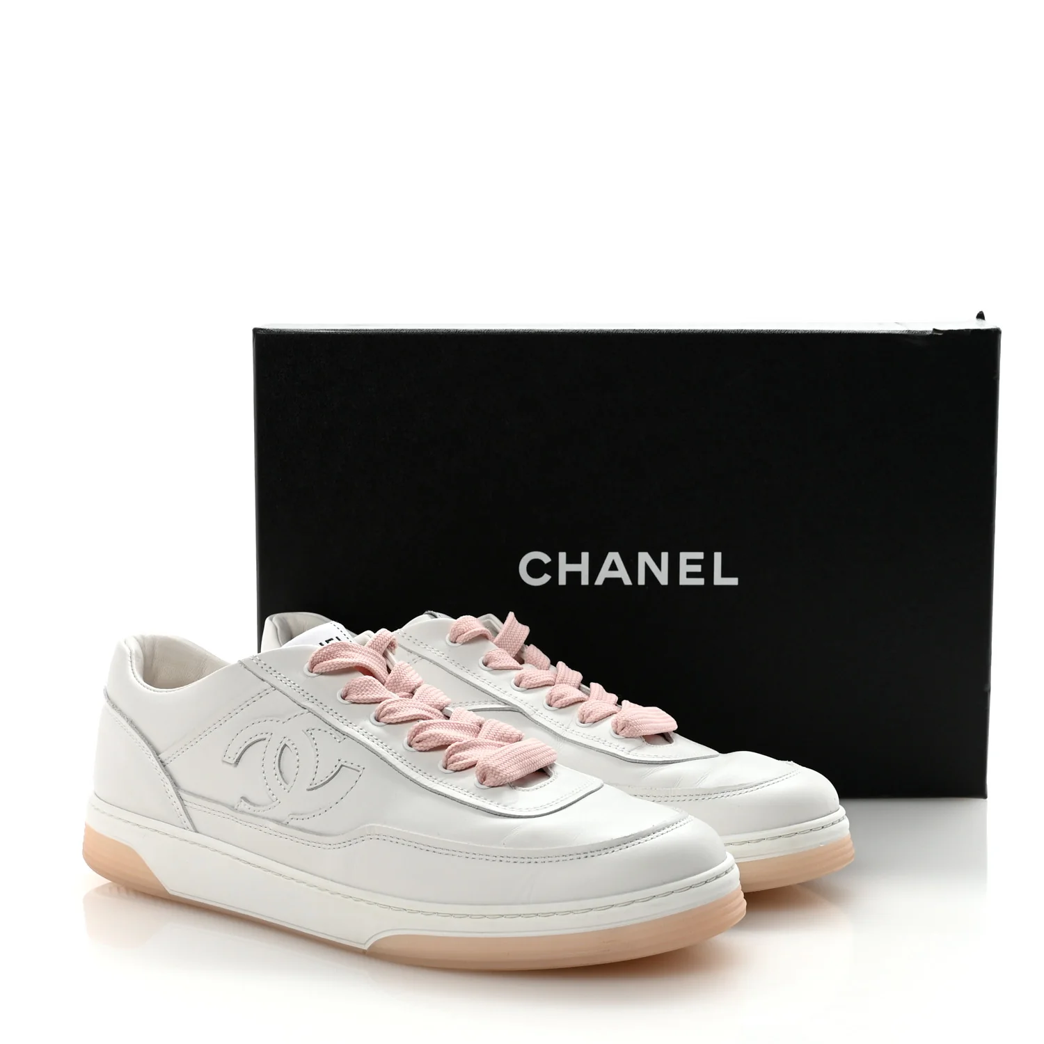 Calfskin Womens CC Sneakers 36 White Light Pink - Image 10