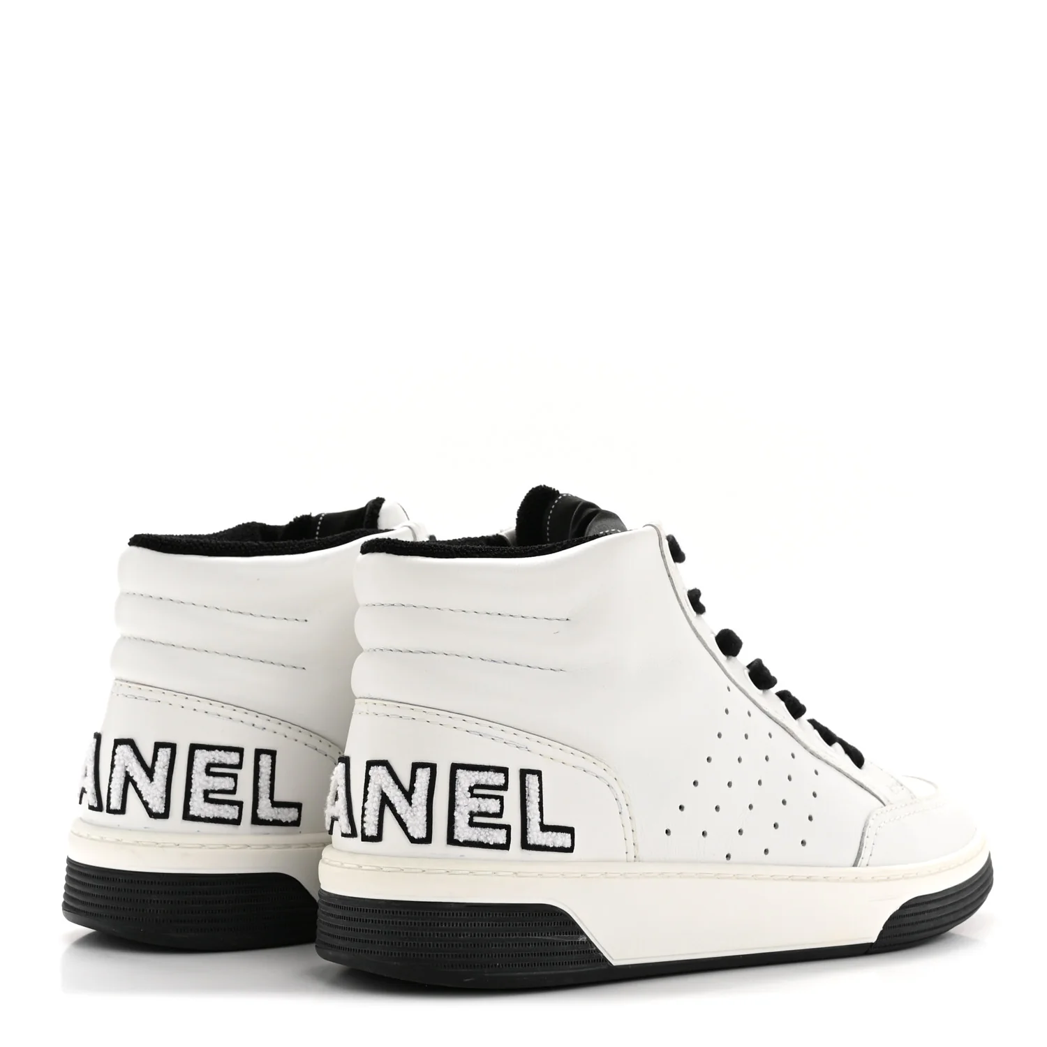Calfskin Womens Logo High Top Sneakers 40 Black White - Image 9