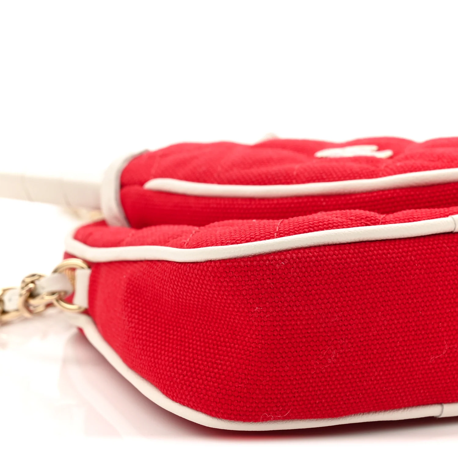Canvas Calfskin Tennis Racket Mini Bag Red White - Image 10