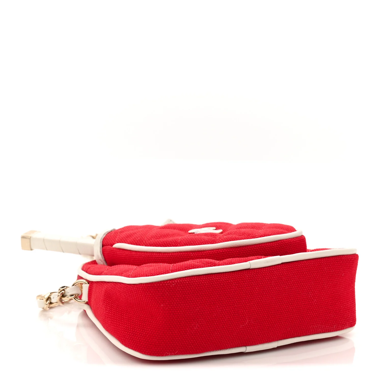 Canvas Calfskin Tennis Racket Mini Bag Red White - Image 5