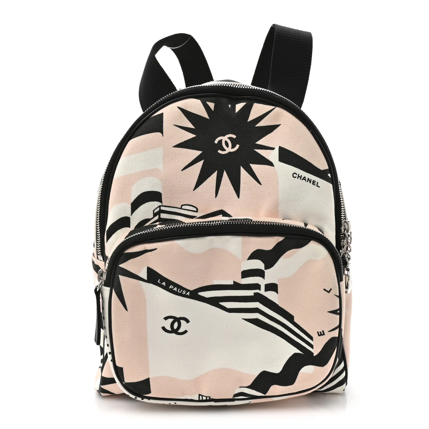 Canvas Cruise La Pausa Print Backpack Pink White Black