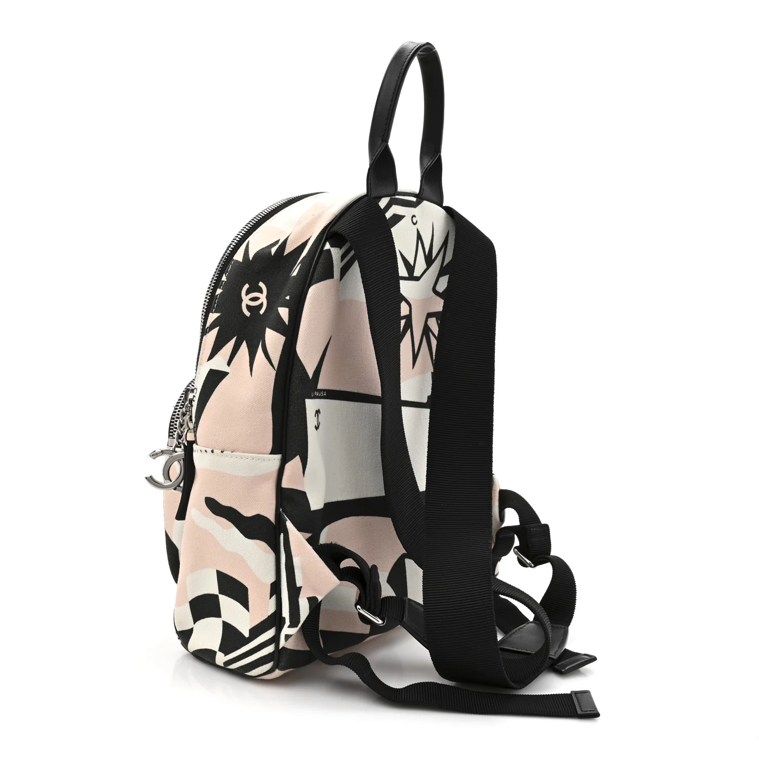 Canvas Cruise La Pausa Print Backpack Pink White Black - Image 3