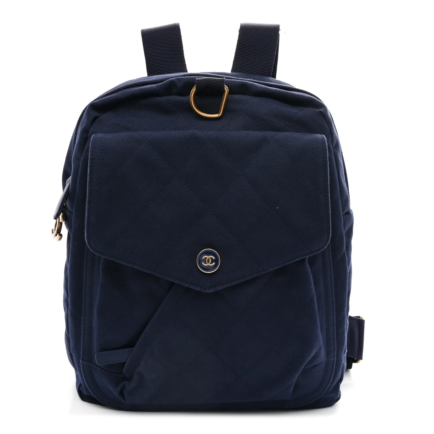Canvas Double Waist Bag Backpack Blue