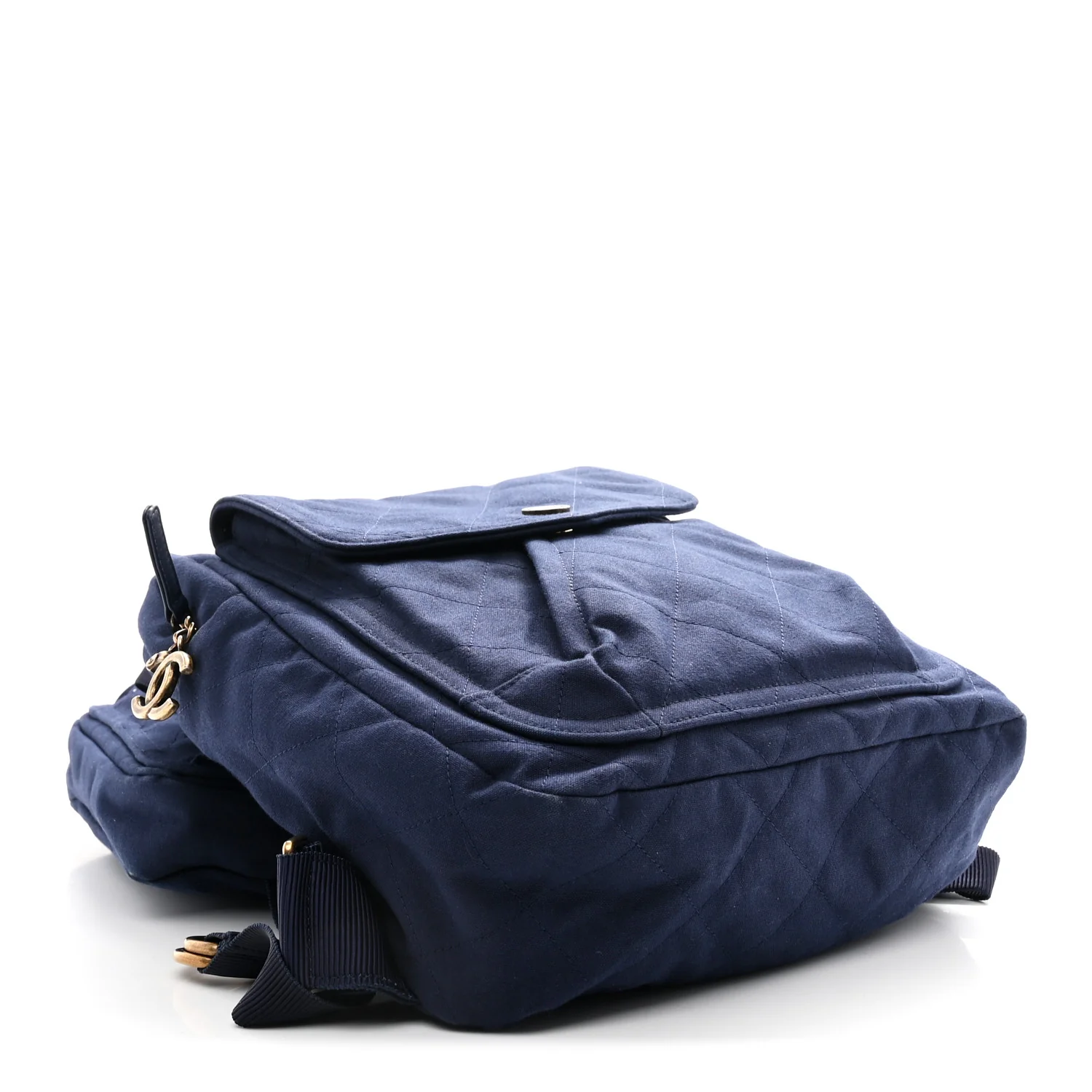 Canvas Double Waist Bag Backpack Blue - Image 6