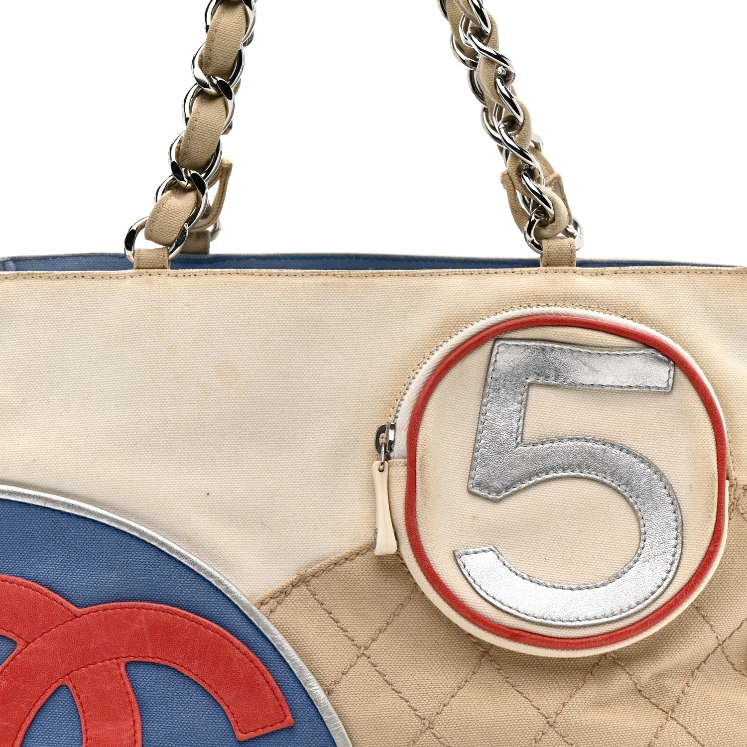 Canvas Quilted N°5 Shopping Tote Beige - Image 8