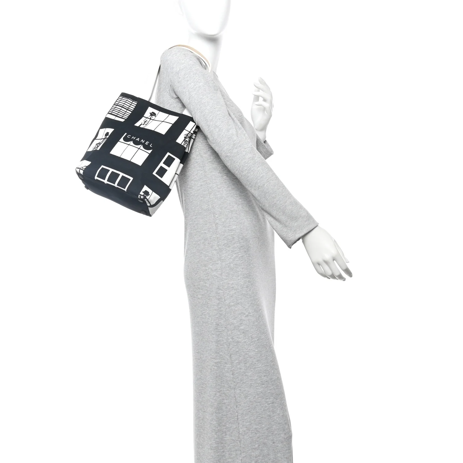 Canvas Small Coco Window Tote Black White - Image 2