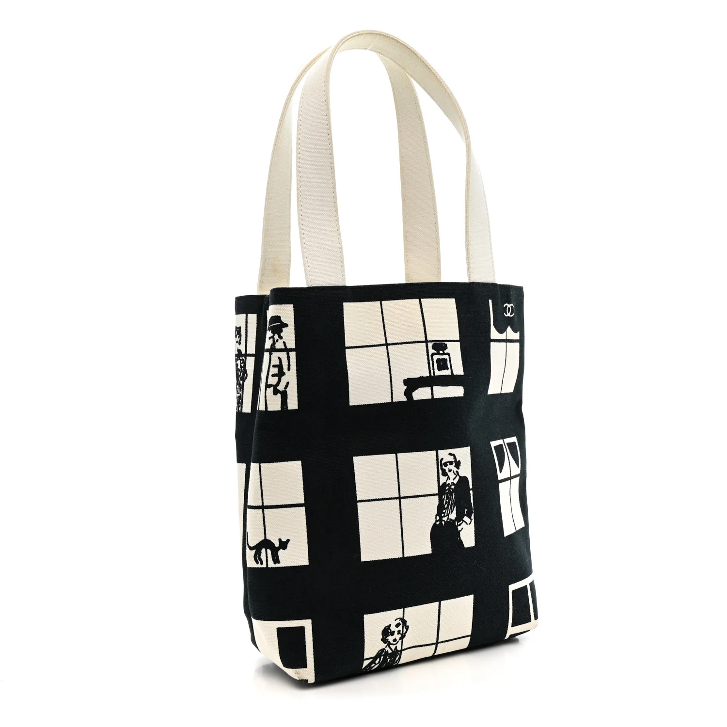 Canvas Small Coco Window Tote Black White - Image 3