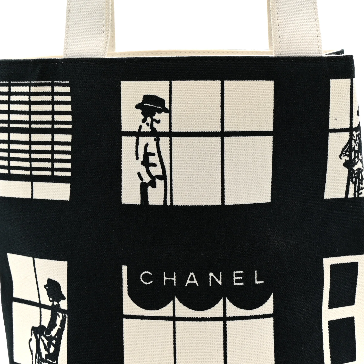 Canvas Small Coco Window Tote Black White - Image 8