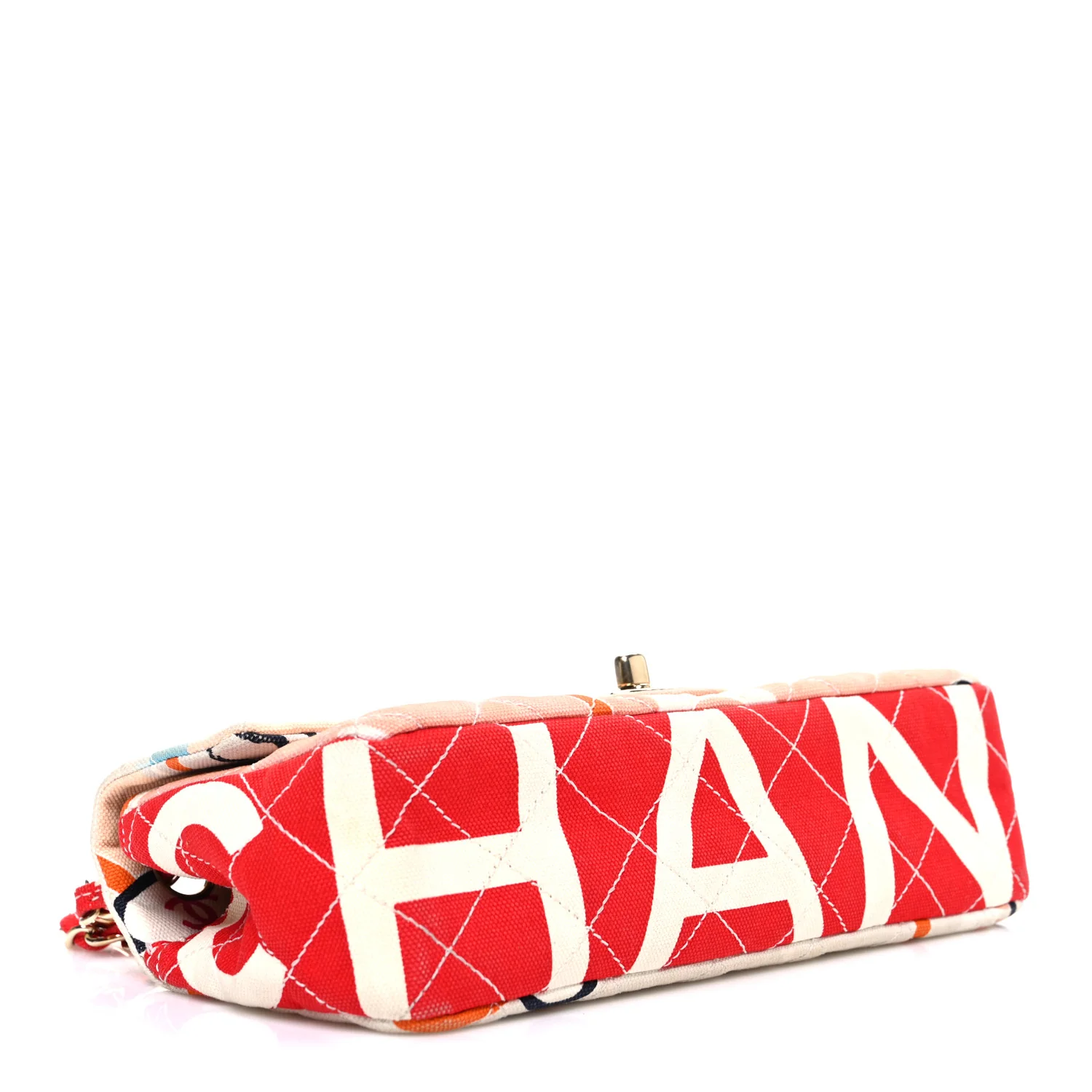 Canvas Small Printed Eiffel Tower Flap Bag Beige Multicolor - Image 4