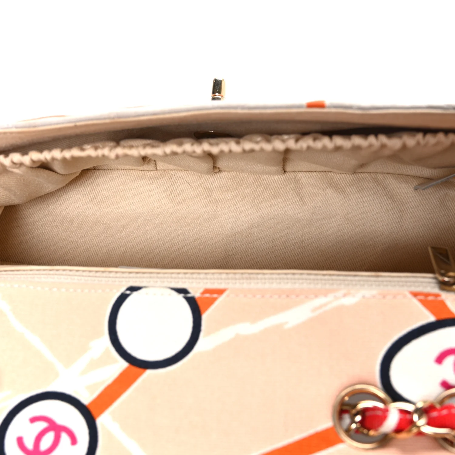 Canvas Small Printed Eiffel Tower Flap Bag Beige Multicolor - Image 5