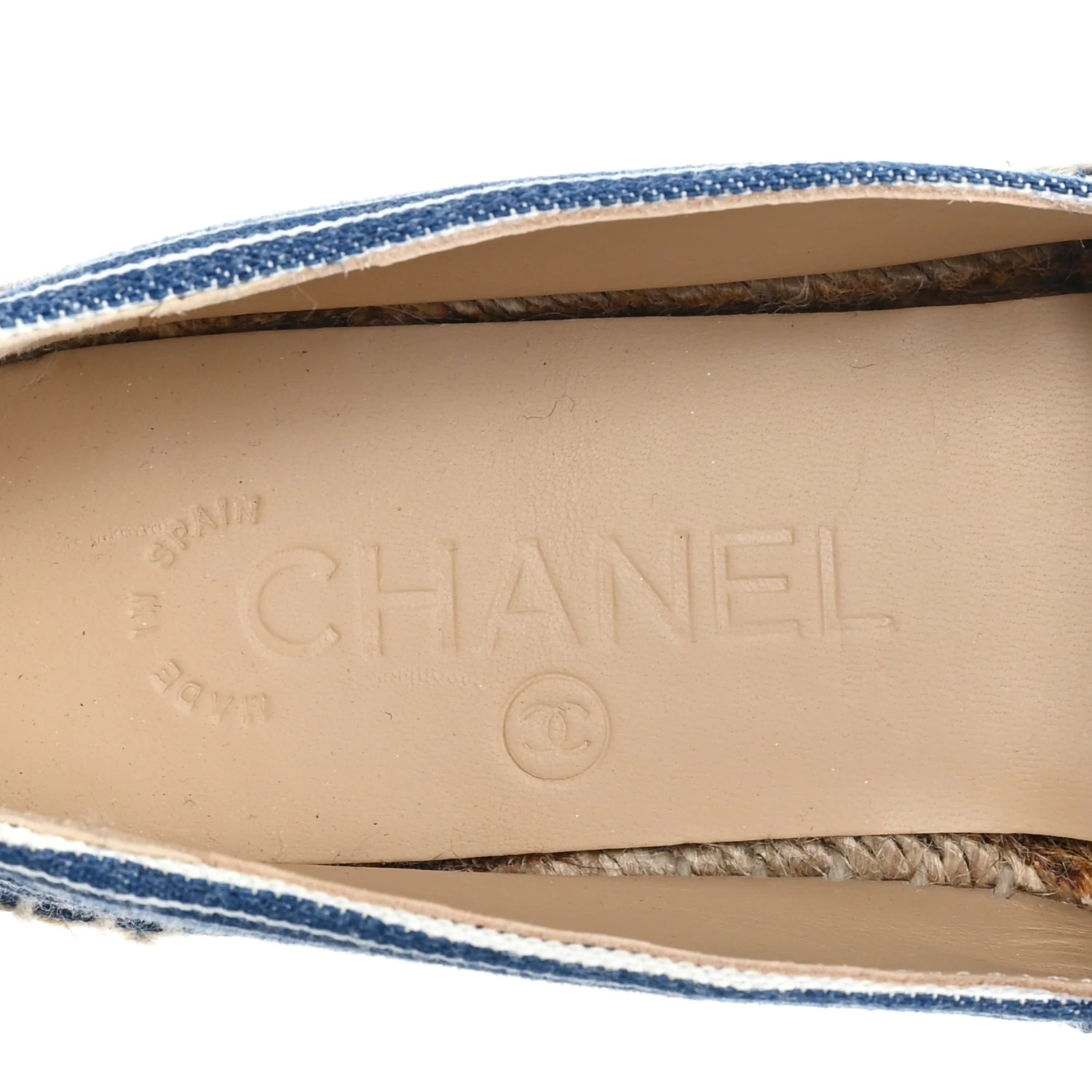 Canvas Striped Patent CC Espadrilles 35 Navy Black - Image 8