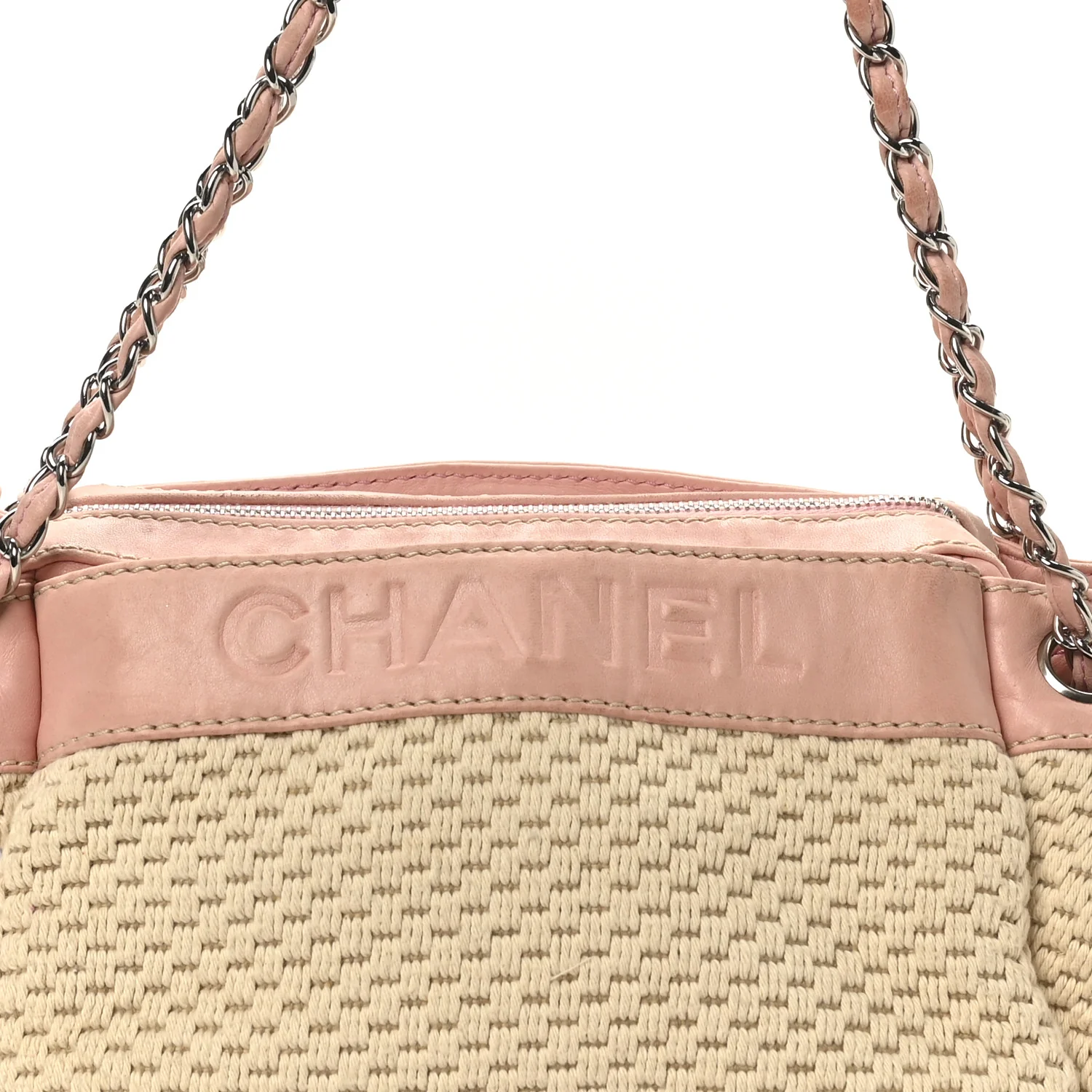 Canvas Woven Lambskin Lax Accordion Hobo Pink - Image 8