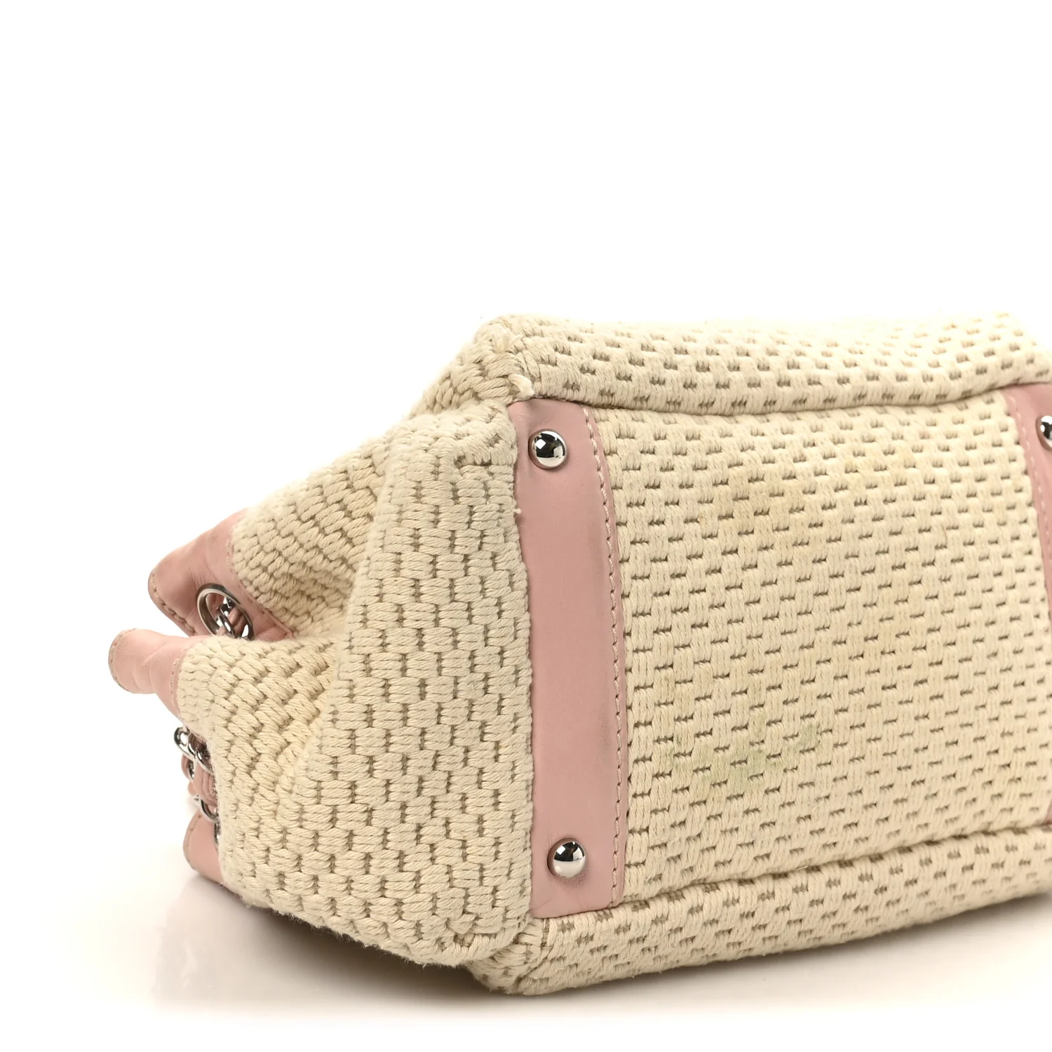 Canvas Woven Lambskin Lax Accordion Hobo Pink - Image 9