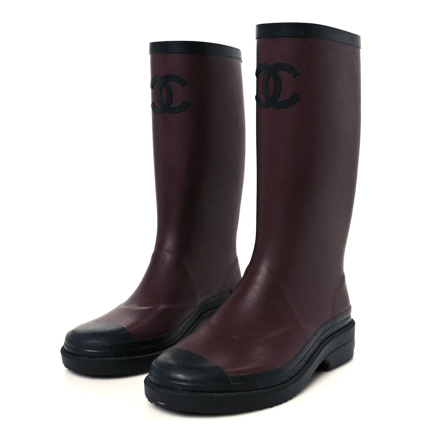 Caoutchouk CC High Boots 37 Burgundy Black - Image 4