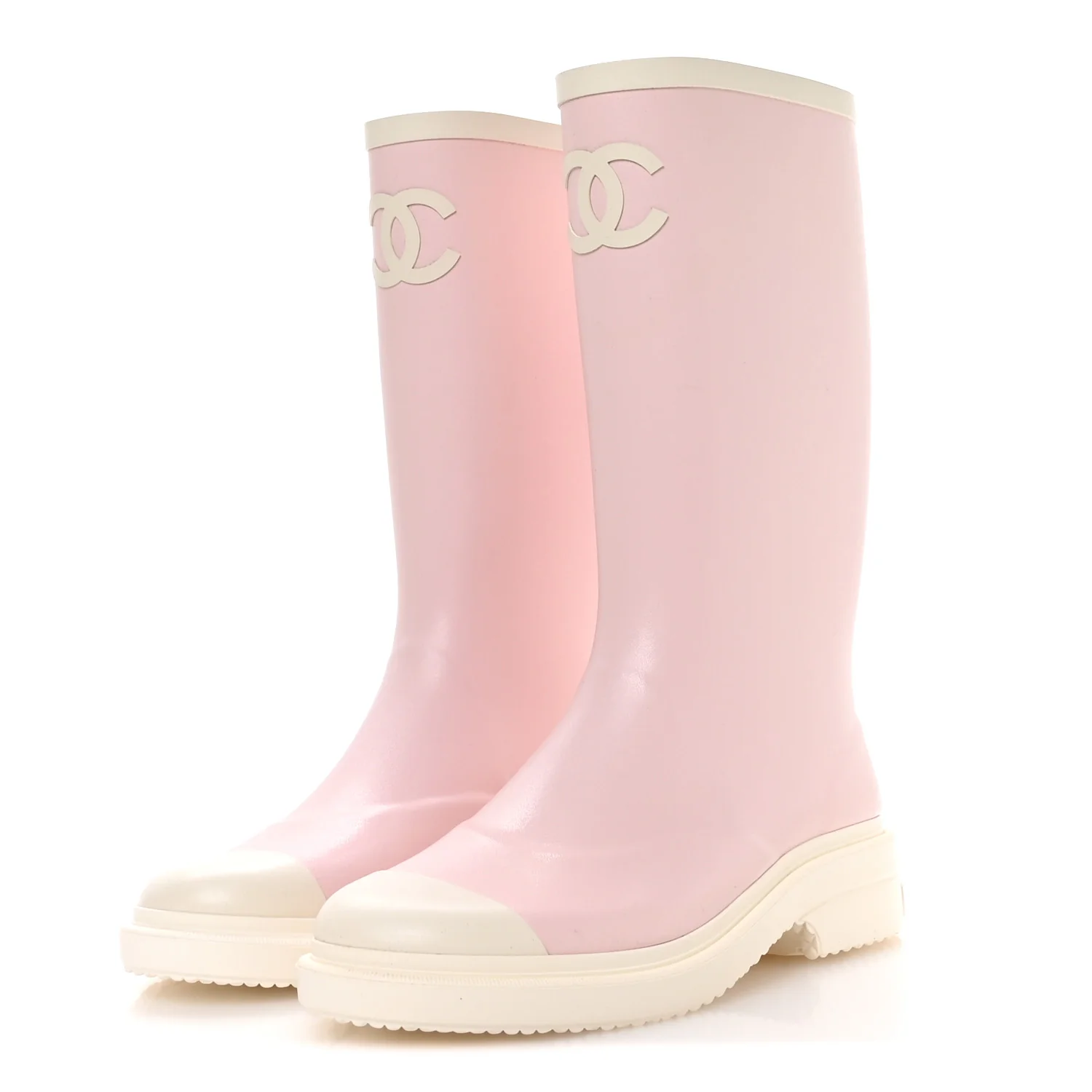 Caoutchouk CC High Boots 38 Light Pink White - Image 4