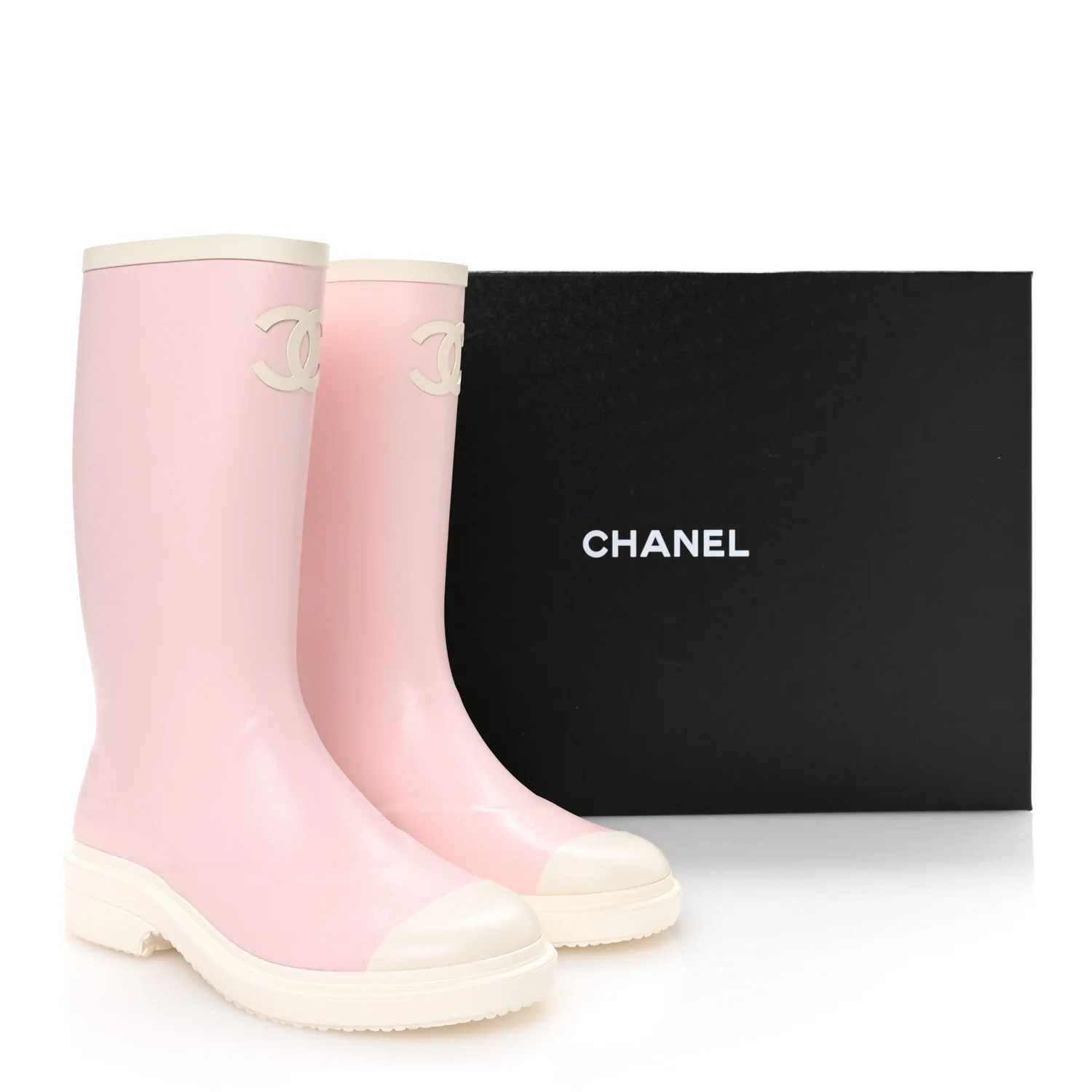 Caoutchouk CC High Boots 38 Light Pink White - Image 9