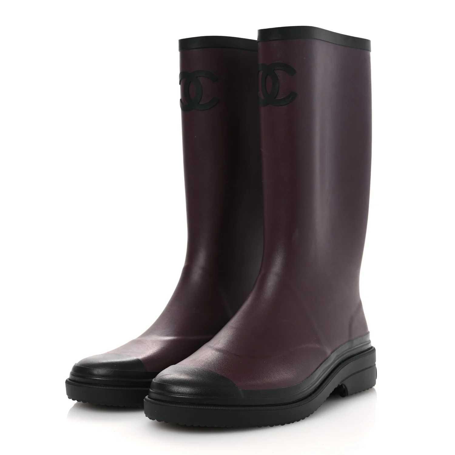 Caoutchouk CC High Boots 41 Dark Burgundy Black - Image 4