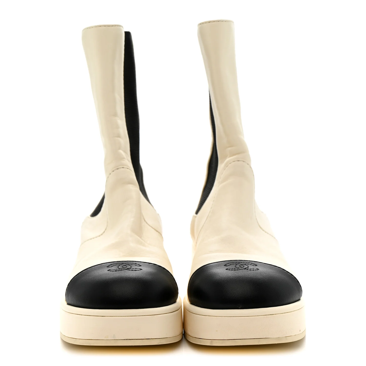 Cap Toe CC Ankle Boots 39.5 White Black - Image 3