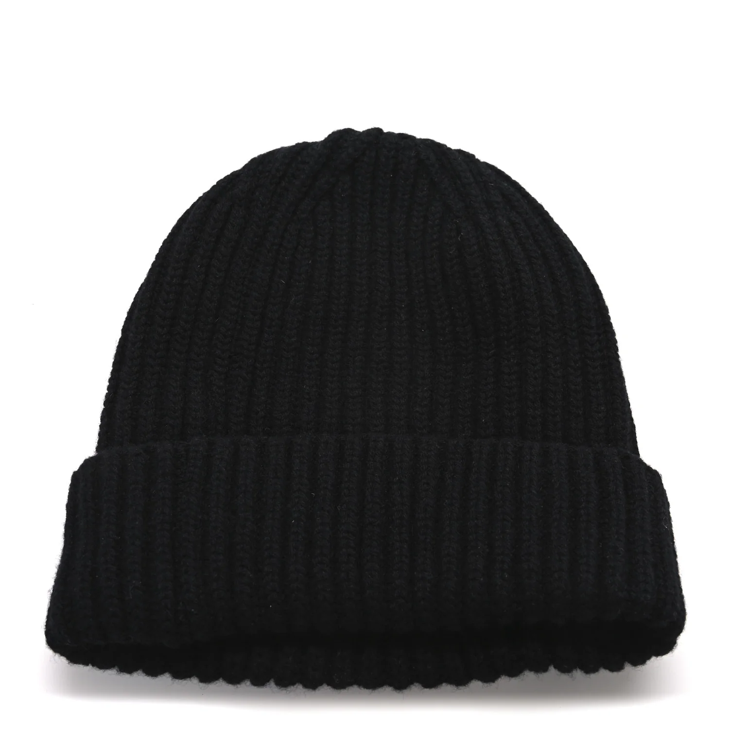 Cashmere Beaded Sequin Logo Beanie Hat Black - Image 3