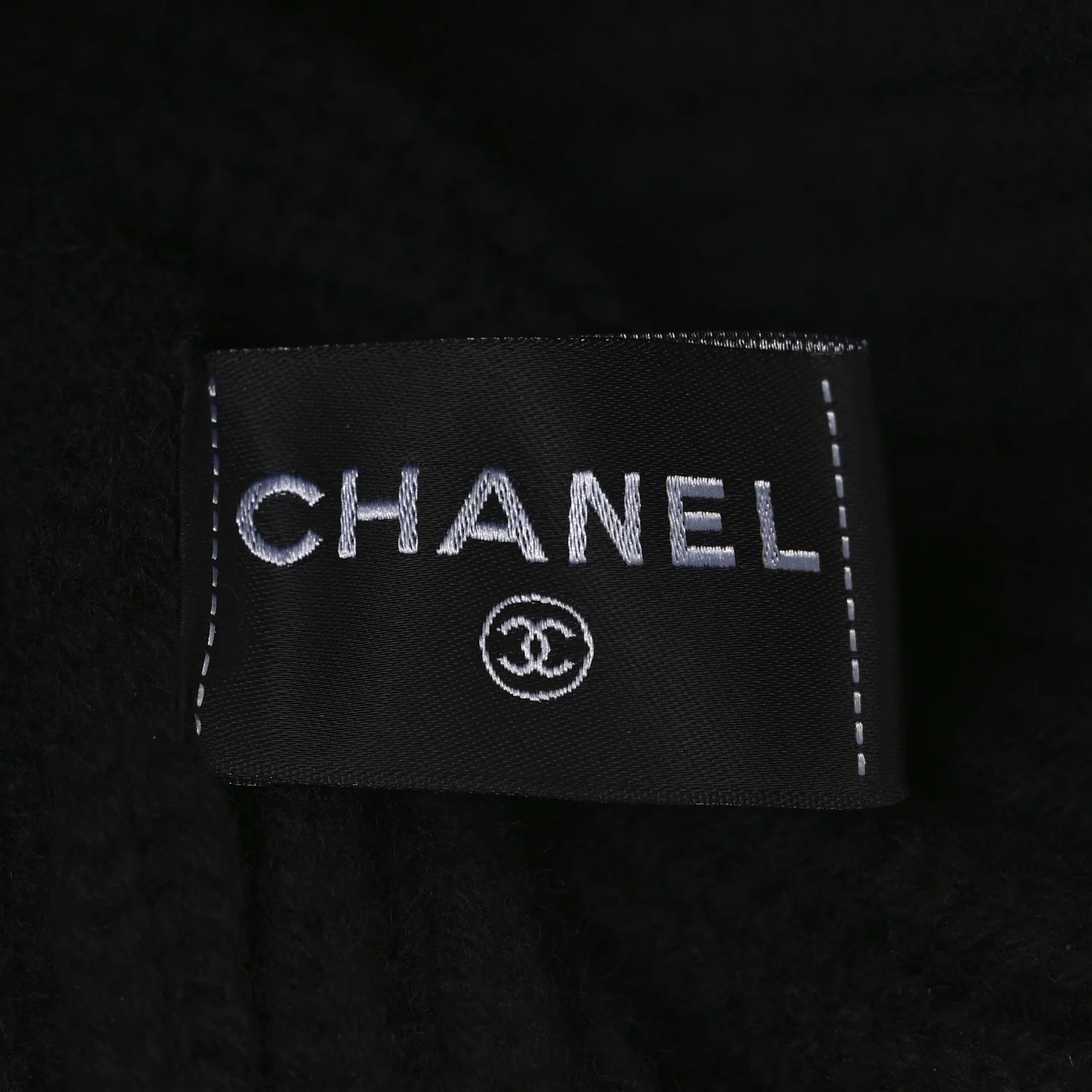 Cashmere Beaded Sequin Logo Beanie Hat Black - Image 5
