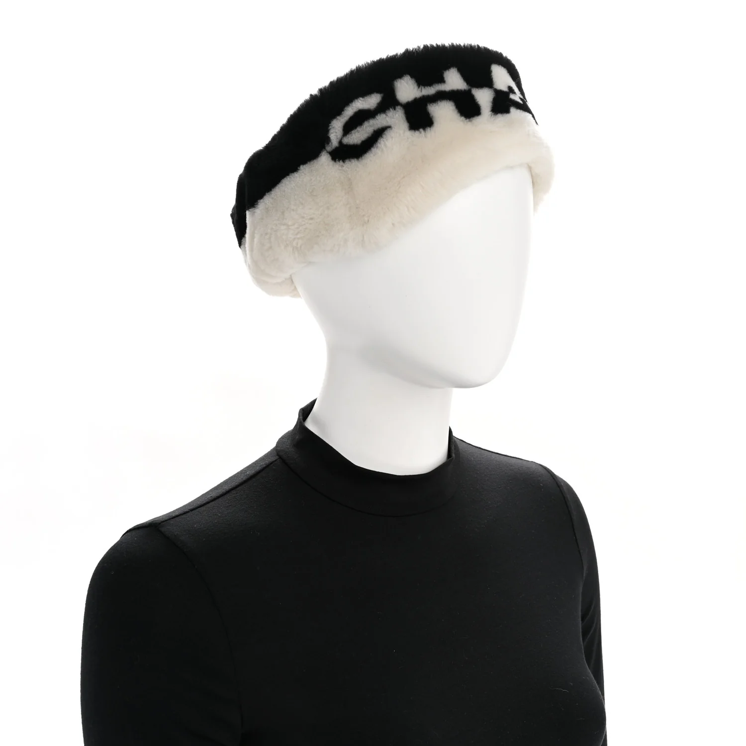 Cashmere Blend Logo Headband White Black - Image 4