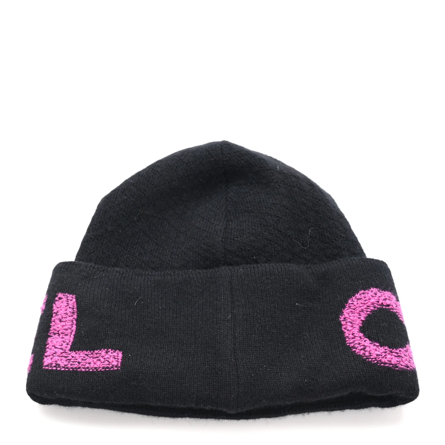 Cashmere Logo Beanie Hat Black Fuchsia - Image 3