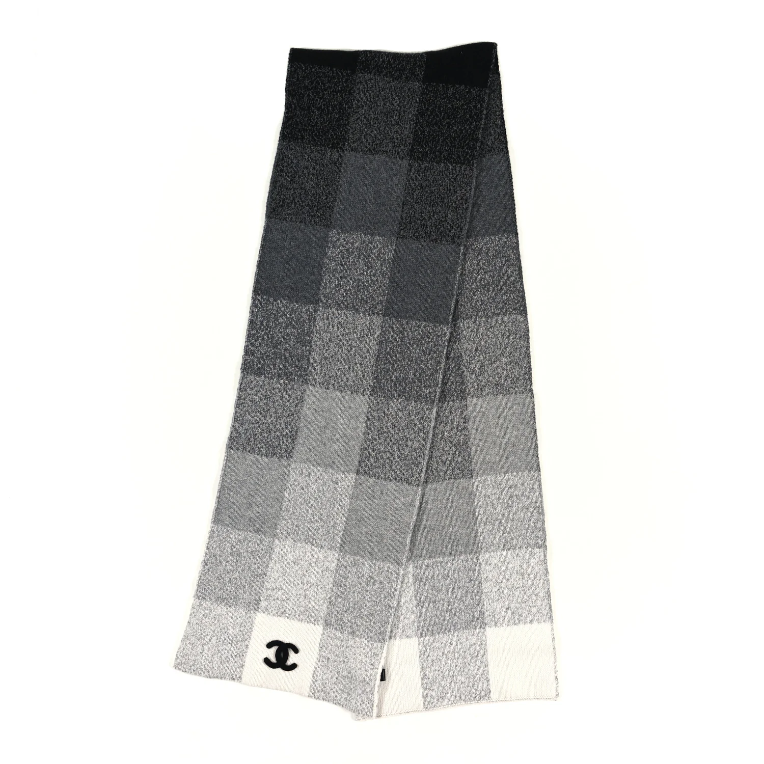 Cashmere Plaid CC Scarf Grey - Image 2