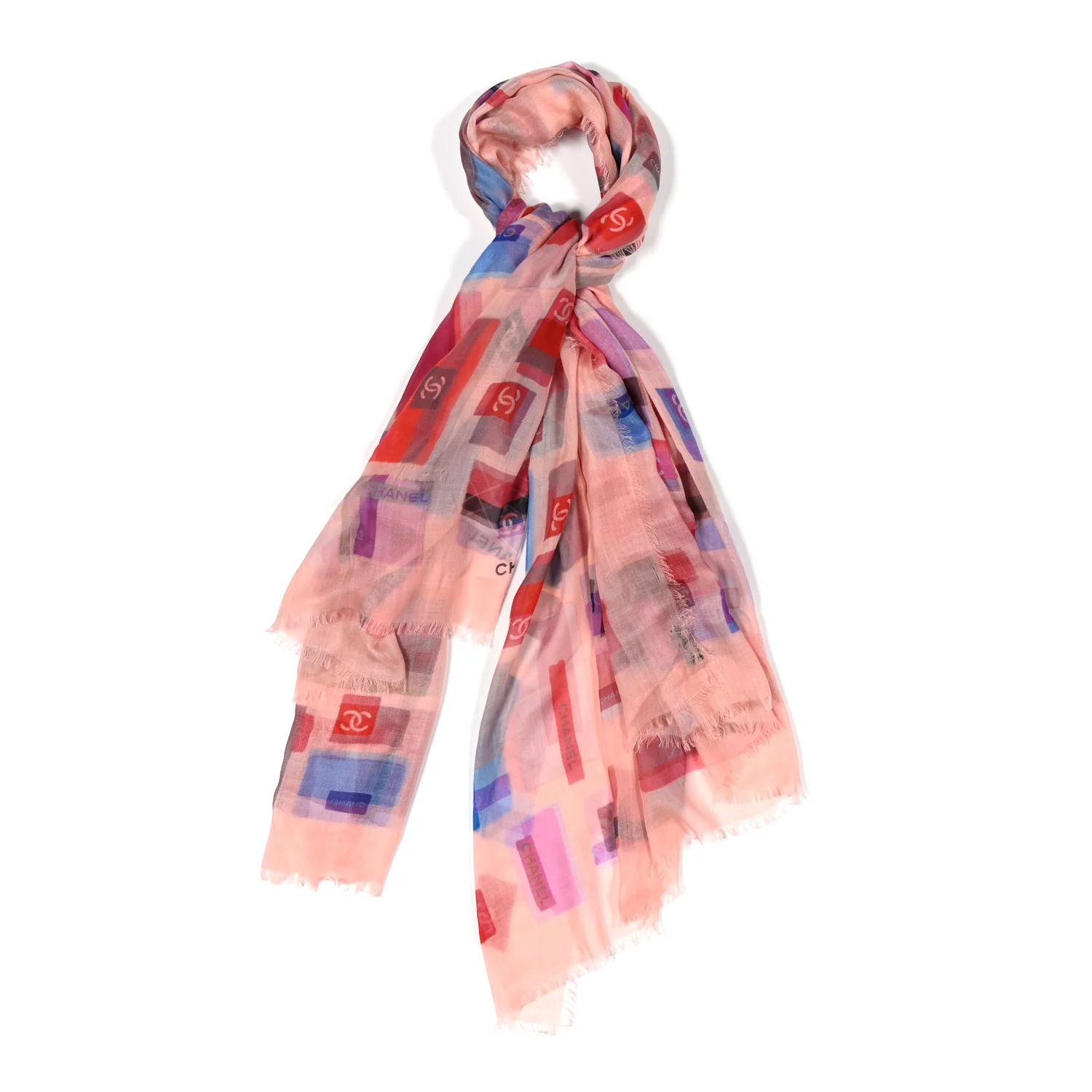 Cashmere Silk CC Logo Scarf Light Pink Pink Coral