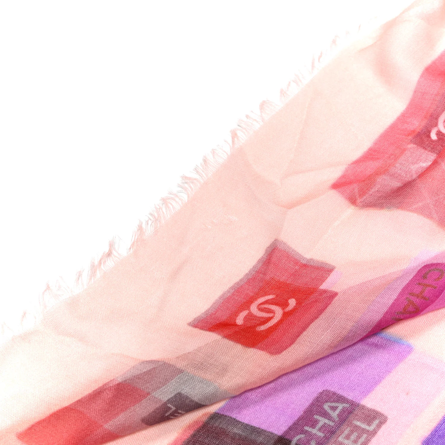 Cashmere Silk CC Logo Scarf Light Pink Pink Coral - Image 4