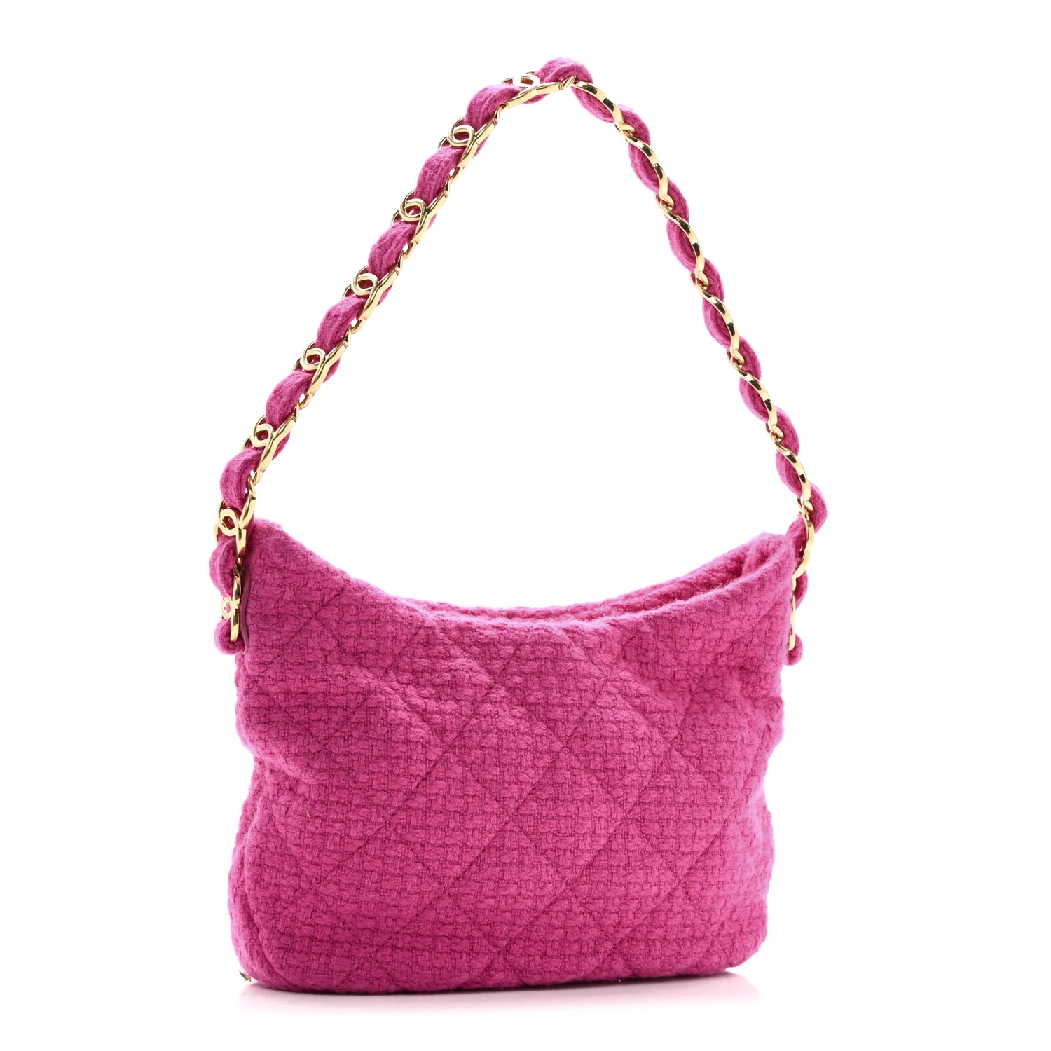 Cashmere Tweed Quilted CC Links Hobo Fuchsia - Image 3
