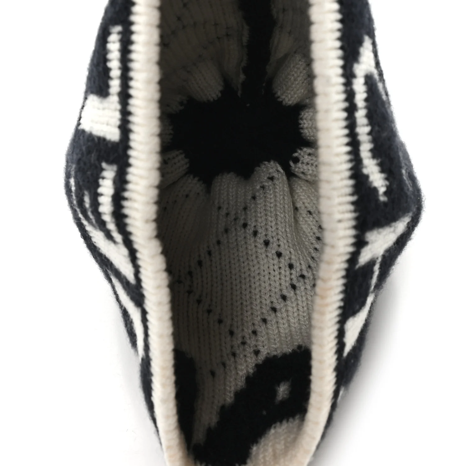 Cashmere Wool Silk Blend Logo Beanie Hat Black White - Image 4