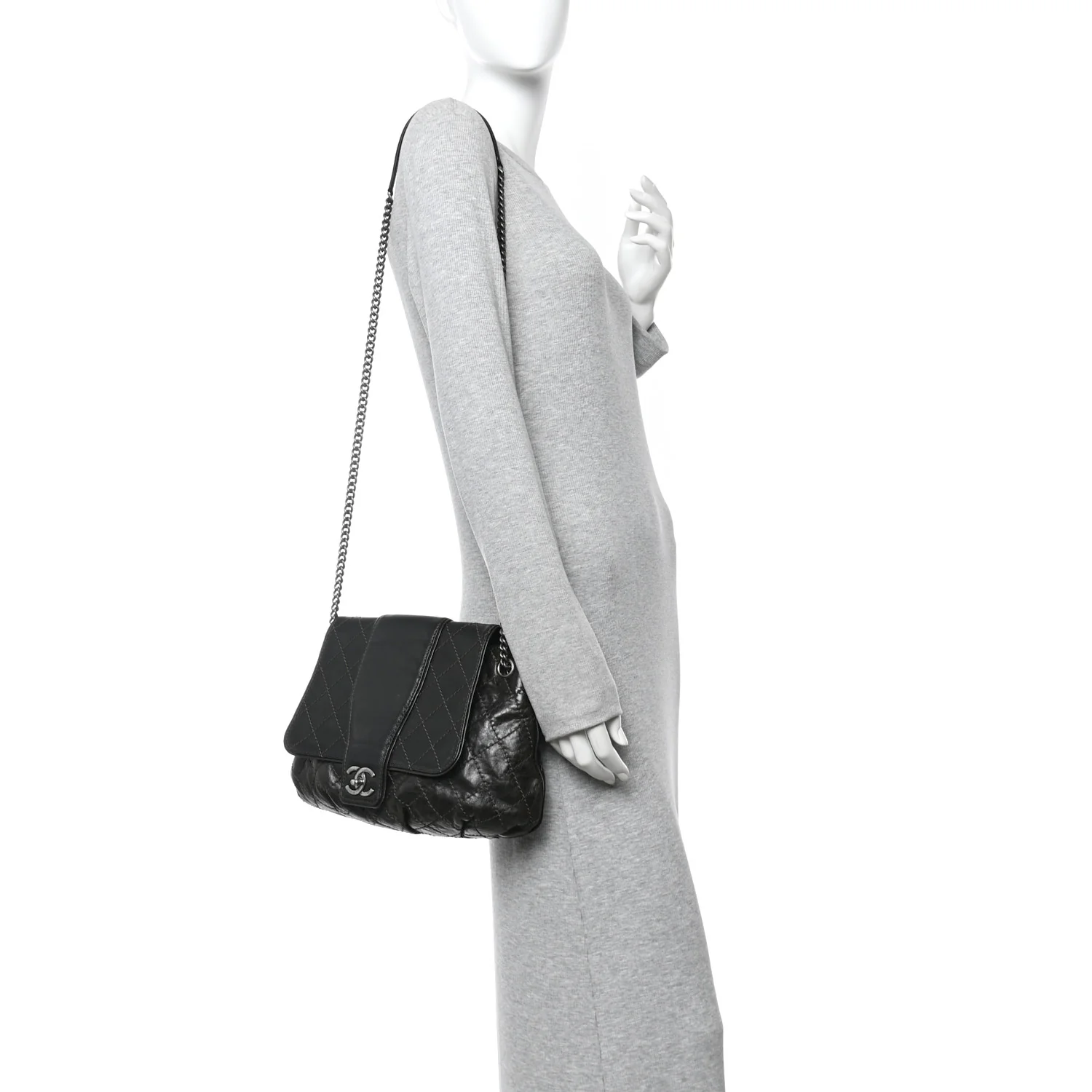Caviar Aged Calfskin Medium Bubble Graphic Messenger Bag Grey - Image 2