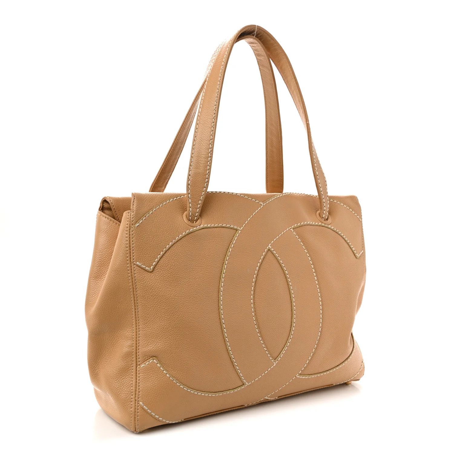 Caviar CC Stitched Medium Tote Beige - Image 3