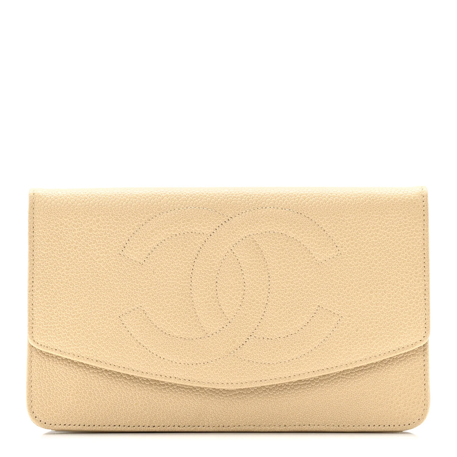 Caviar CC Timeless Flap Wallet Beige