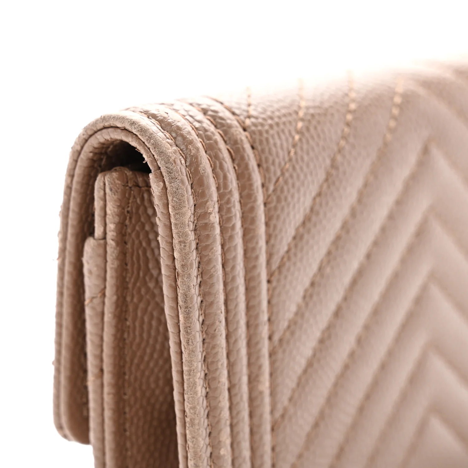 Caviar Chevron Quilted Boy Card Holder Dark Beige - Image 10
