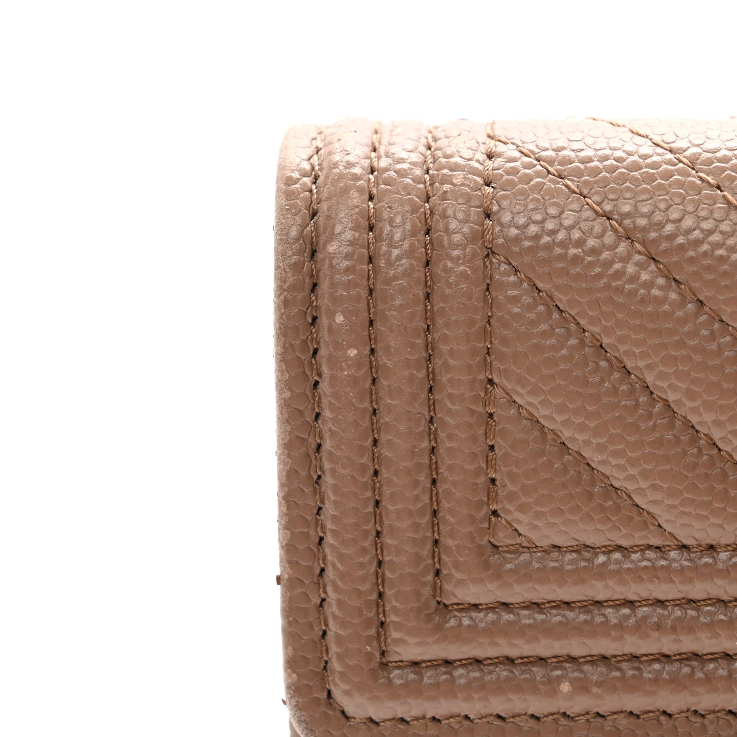 Caviar Chevron Quilted Boy Card Holder Dark Beige - Image 9