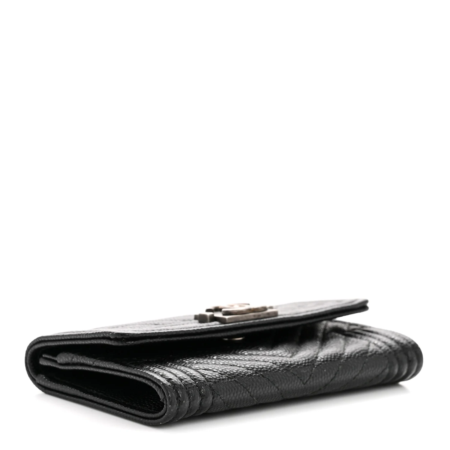 Caviar Chevron Quilted Boy Flap Card Holder Black - Image 4