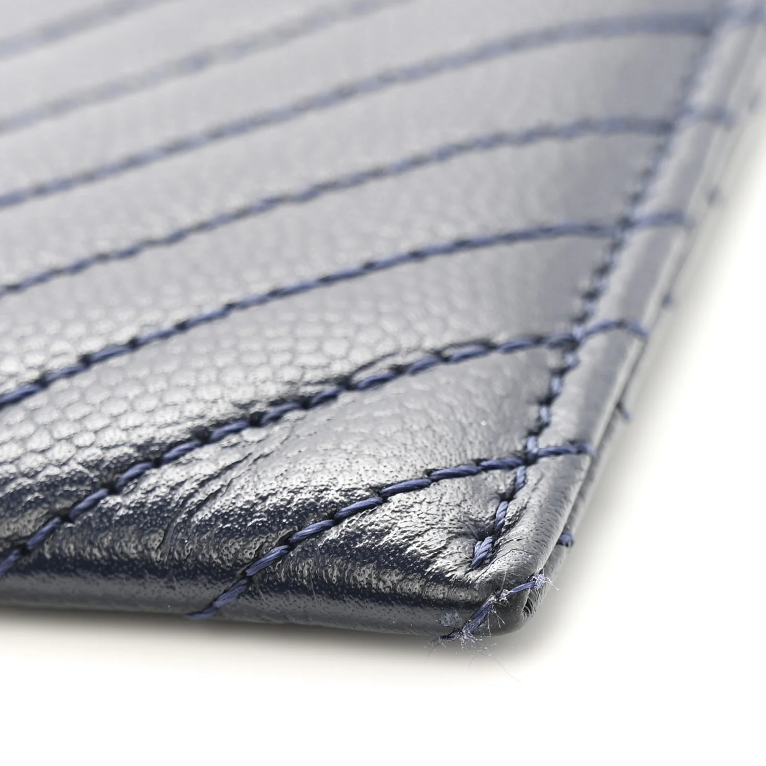 Caviar Chevron Quilted Card Holder Navy Blue - Image 11