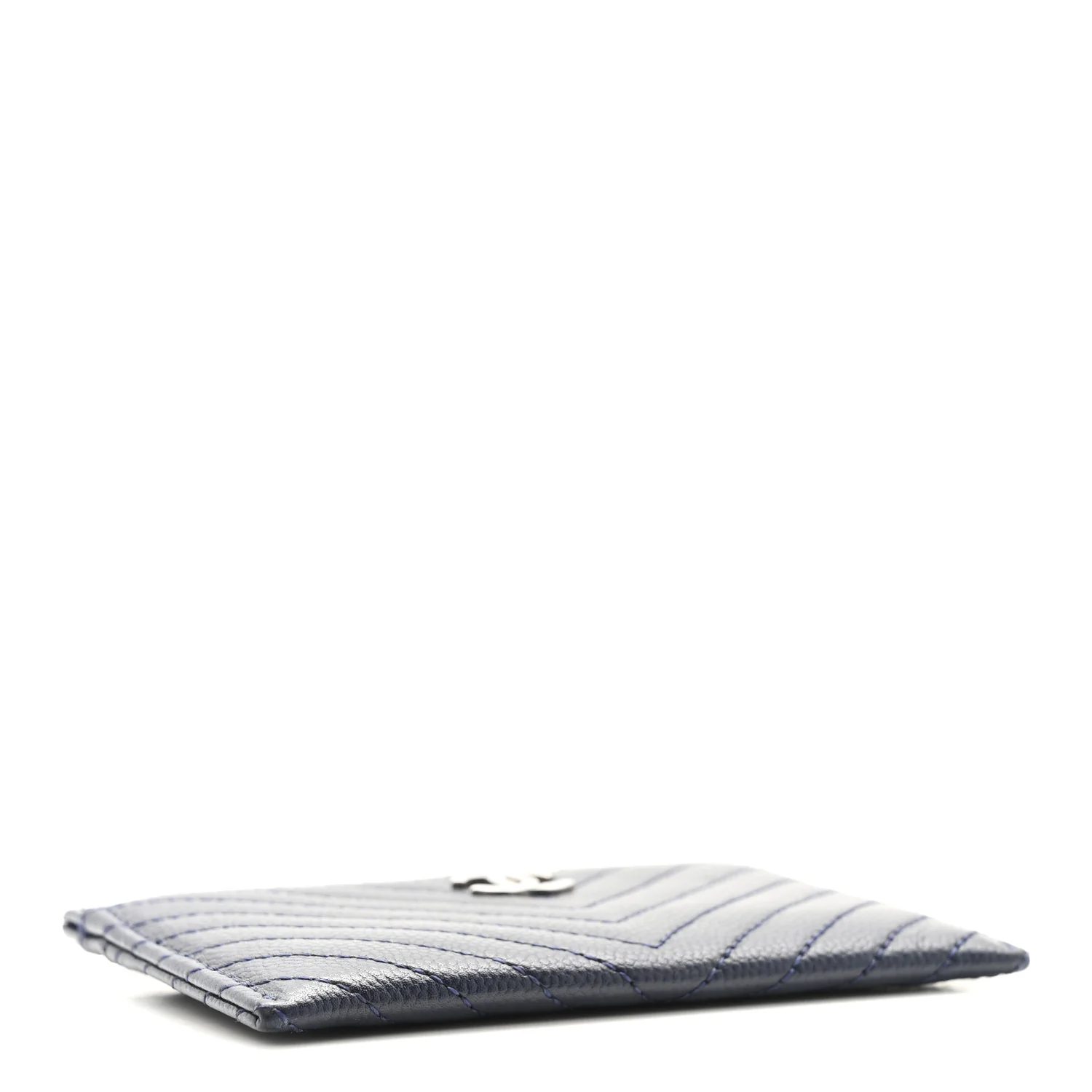 Caviar Chevron Quilted Card Holder Navy Blue - Image 4